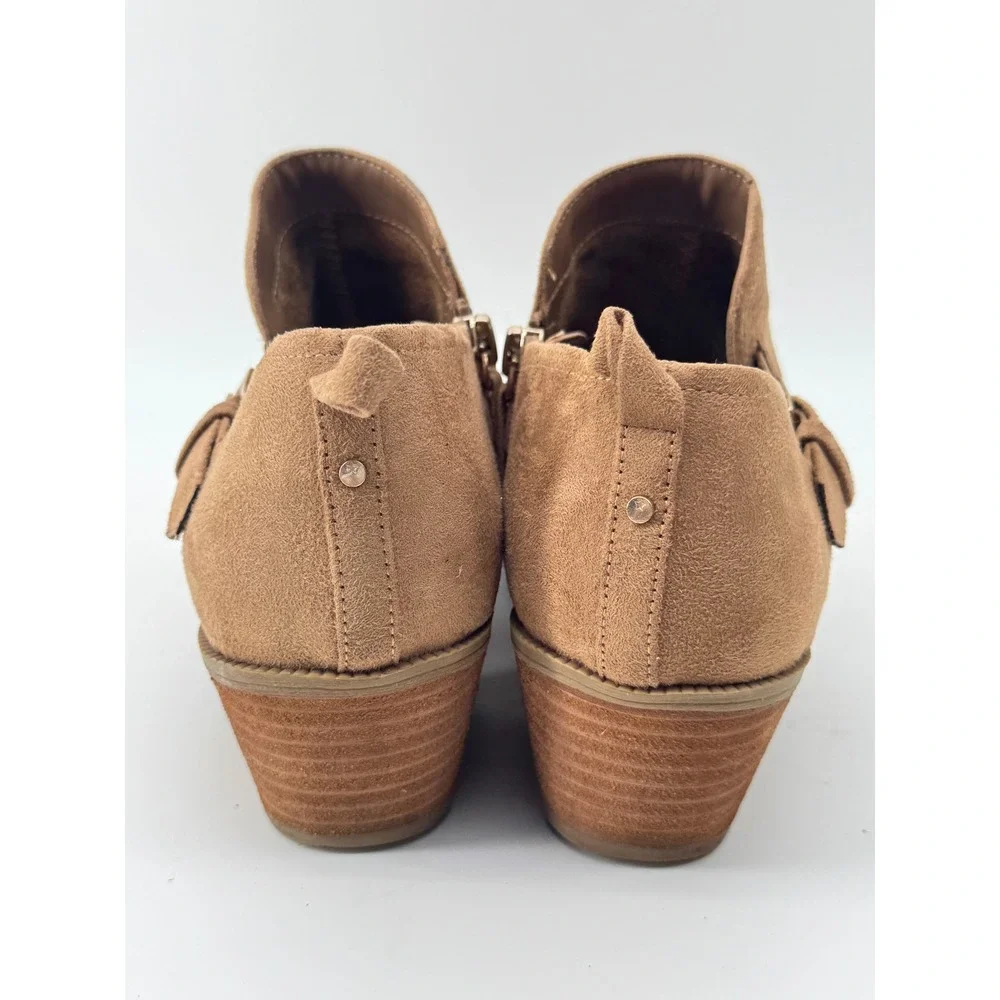 Dr Scholls Ankle Boots Womens 8.5 Brown Perforated Cutout Comfort Booties